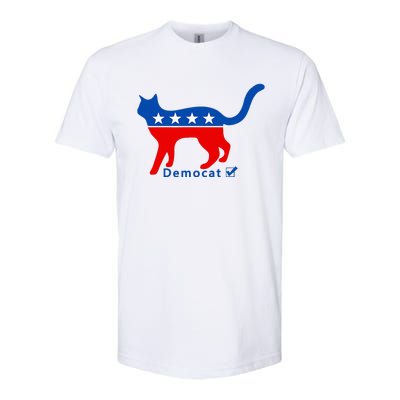 Vote Cat Democrat Liberal Cat Lover Biden Harris 2024 Softstyle CVC T-Shirt