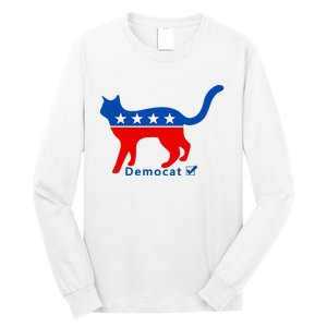 Vote Cat Democrat Liberal Cat Lover Biden Harris 2024 Long Sleeve Shirt