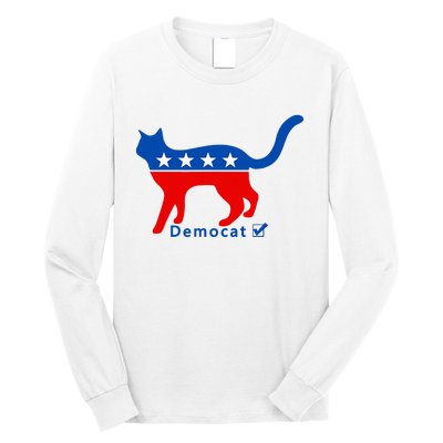 Vote Cat Democrat Liberal Cat Lover Biden Harris 2024 Long Sleeve Shirt