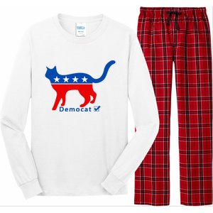 Vote Cat Democrat Liberal Cat Lover Biden Harris 2024 Long Sleeve Pajama Set