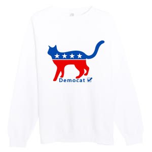 Vote Cat Democrat Liberal Cat Lover Biden Harris 2024 Premium Crewneck Sweatshirt