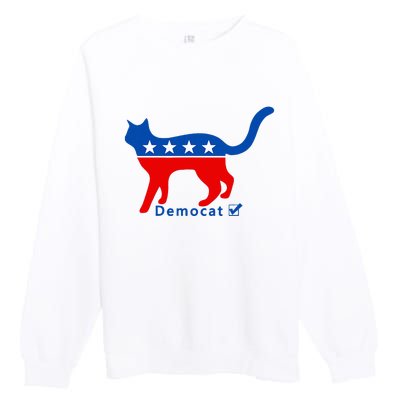 Vote Cat Democrat Liberal Cat Lover Biden Harris 2024 Premium Crewneck Sweatshirt