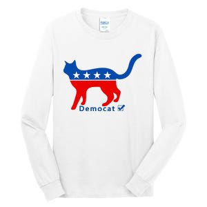 Vote Cat Democrat Liberal Cat Lover Biden Harris 2024 Tall Long Sleeve T-Shirt