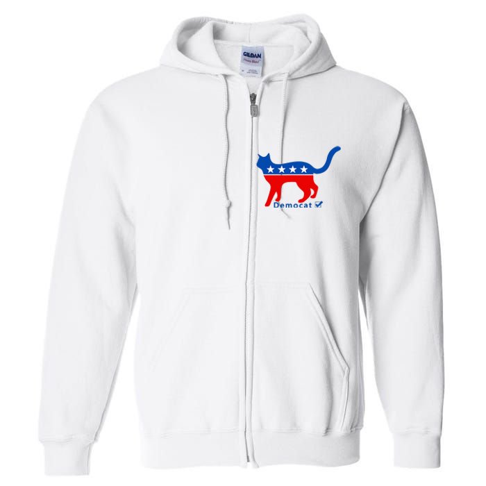 Vote Cat Democrat Liberal Cat Lover Biden Harris 2024 Full Zip Hoodie