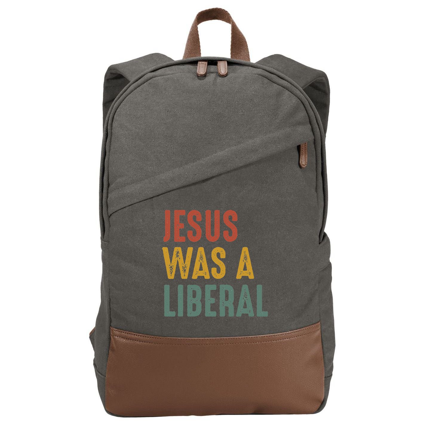 Vintage Christian Democrat Jesus Was A Liberal Cotton Canvas Backpack