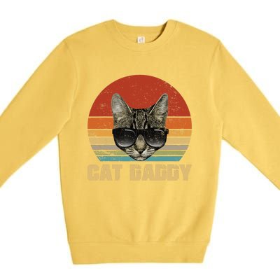 Vintage Cat Daddy Funny Cat Lover Gift Cat Dad Fathers Premium Crewneck Sweatshirt