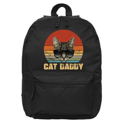 Vintage Cat Daddy Funny Cat Lover Gift Cat Dad Fathers 16 in Basic Backpack