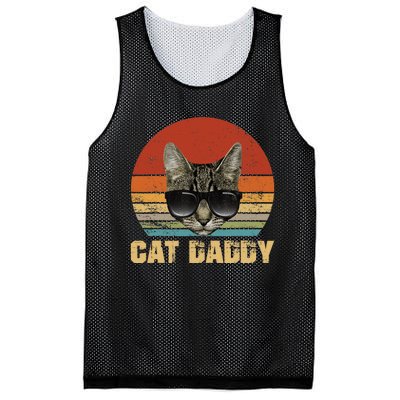 Vintage Cat Daddy Funny Cat Lover Gift Cat Dad Fathers Mesh Reversible Basketball Jersey Tank