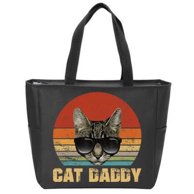 Vintage Cat Daddy Funny Cat Lover Gift Cat Dad Fathers Zip Tote Bag