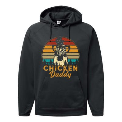 Vintage Chicken Daddy Chicken Dad Father Farmer Retro Performance Fleece Hoodie