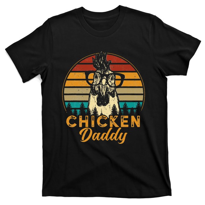 Vintage Chicken Daddy Chicken Dad Father Farmer Retro T-Shirt