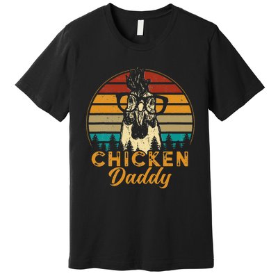 Vintage Chicken Daddy Chicken Dad Father Farmer Retro Premium T-Shirt