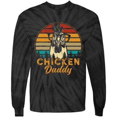 Vintage Chicken Daddy Chicken Dad Father Farmer Retro Tie-Dye Long Sleeve Shirt