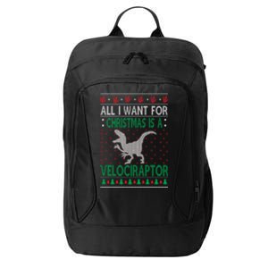 Velociraptor Christmas Dinosaur Ugly Christmas Sweater Style Funny Gift City Backpack