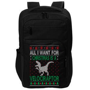 Velociraptor Christmas Dinosaur Ugly Christmas Sweater Style Funny Gift Impact Tech Backpack