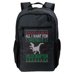 Velociraptor Christmas Dinosaur Ugly Christmas Sweater Style Funny Gift Daily Commute Backpack