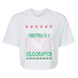 Velociraptor Christmas Dinosaur Ugly Christmas Sweater Style Funny Gift Bella+Canvas Jersey Crop Tee