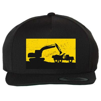 Vintage Construction Equipment Heavy Equipment Operator Wool Snapback Cap