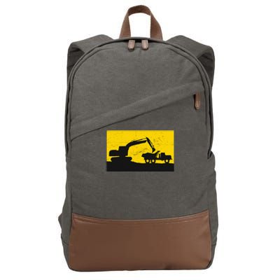 Vintage Construction Equipment Heavy Equipment Operator Cotton Canvas Backpack