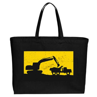 Vintage Construction Equipment Heavy Equipment Operator Cotton Canvas Jumbo Tote