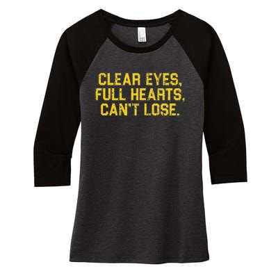 Vintage Clear Eyes Full Hearts Can't Lose Women's Tri-Blend 3/4-Sleeve Raglan Shirt