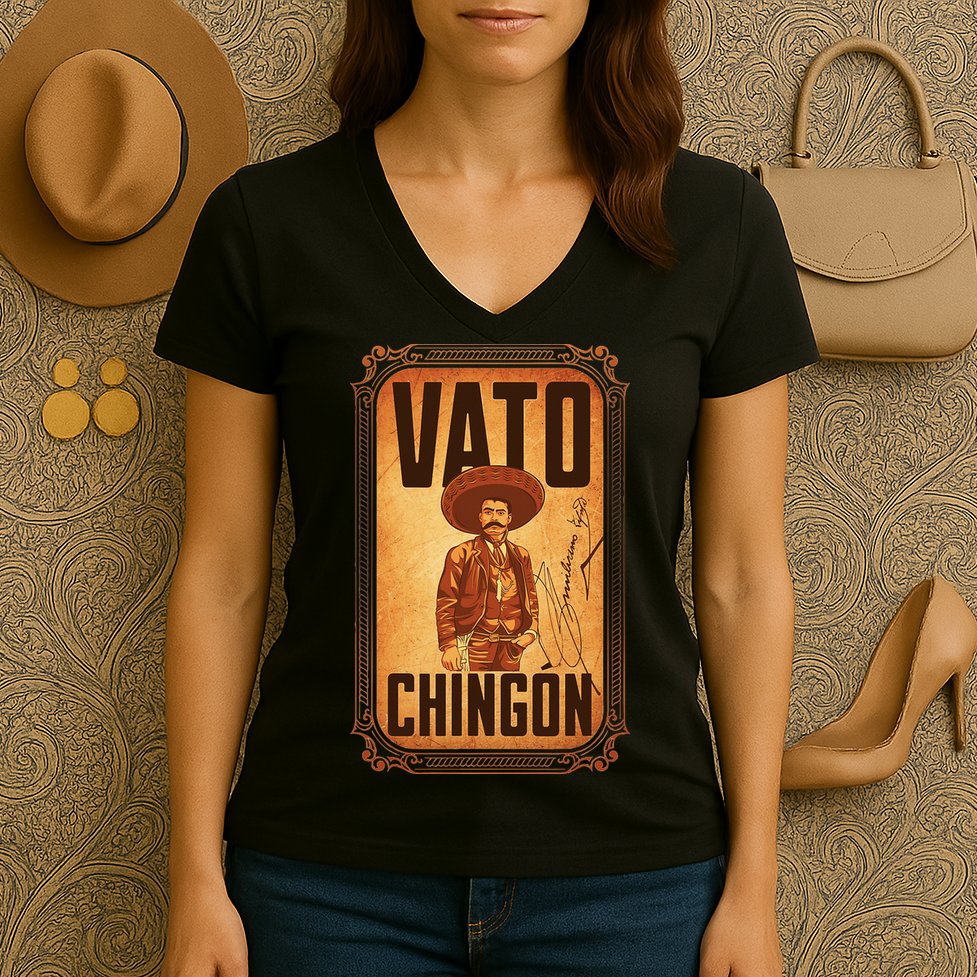 Vato ChingóN. Emiliano Zapata Portrait Women's V-Neck T-Shirt
