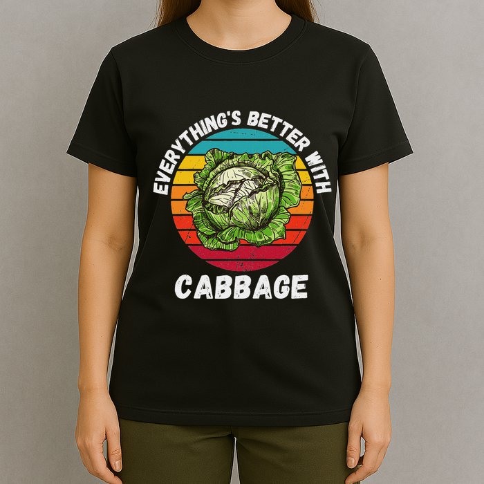 Vintage Cabbage EverythingS Better With Cabbage Retro T-Shirt