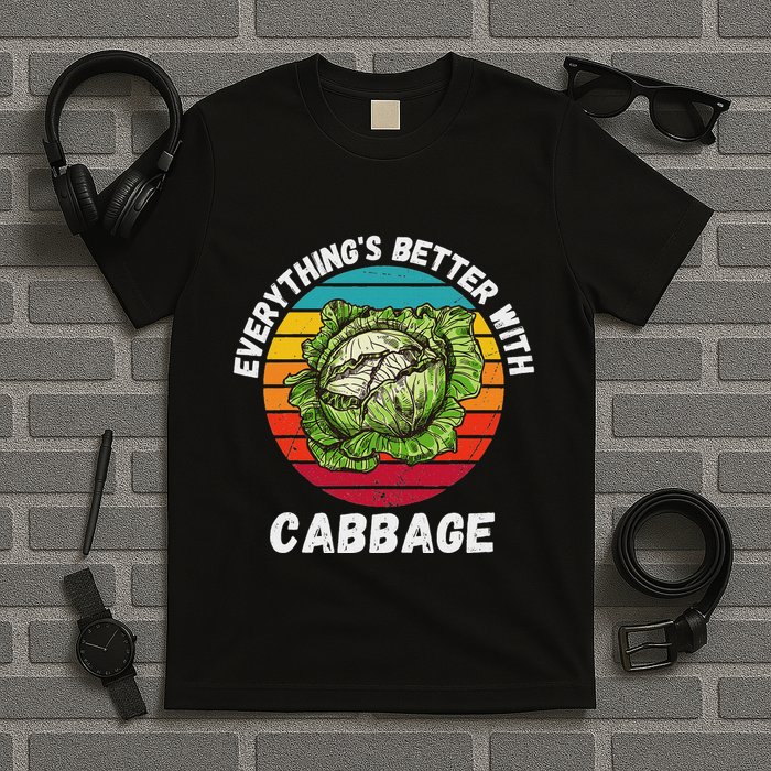 Vintage Cabbage EverythingS Better With Cabbage Retro T-Shirt