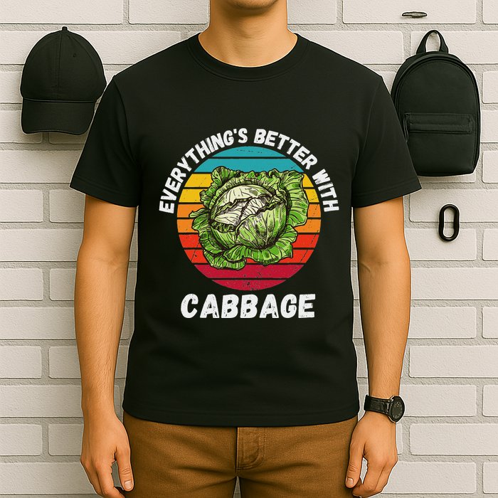 Vintage Cabbage EverythingS Better With Cabbage Retro T-Shirt