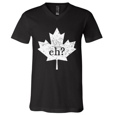 Vintage Canada Eh Maple Leaf Funny Canadian Roots V-Neck T-Shirt