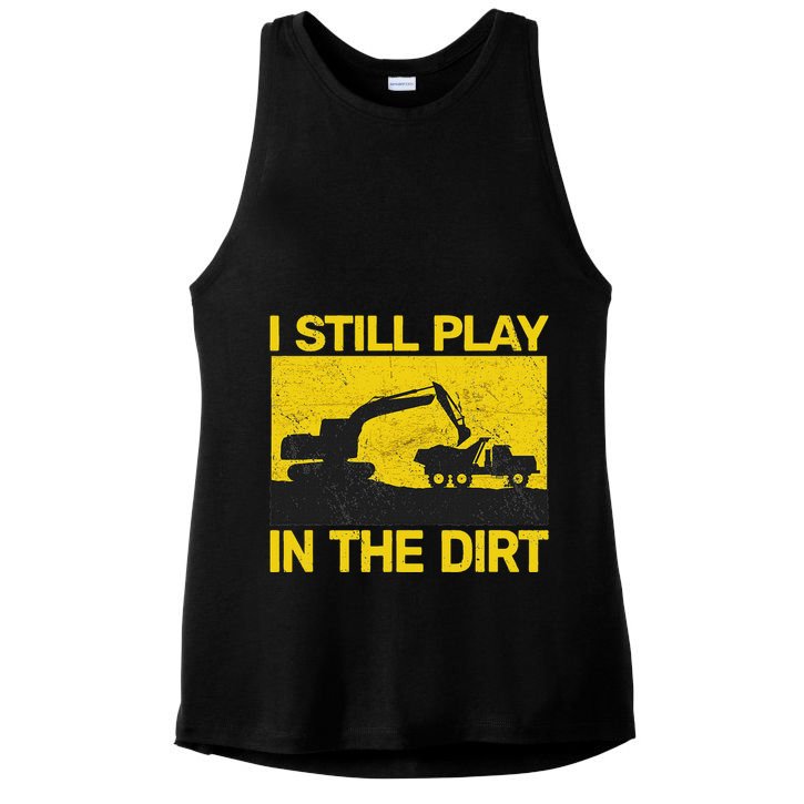 Vintage Construction Equipment Heavy Work Ladies PosiCharge Tri-Blend Wicking Tank