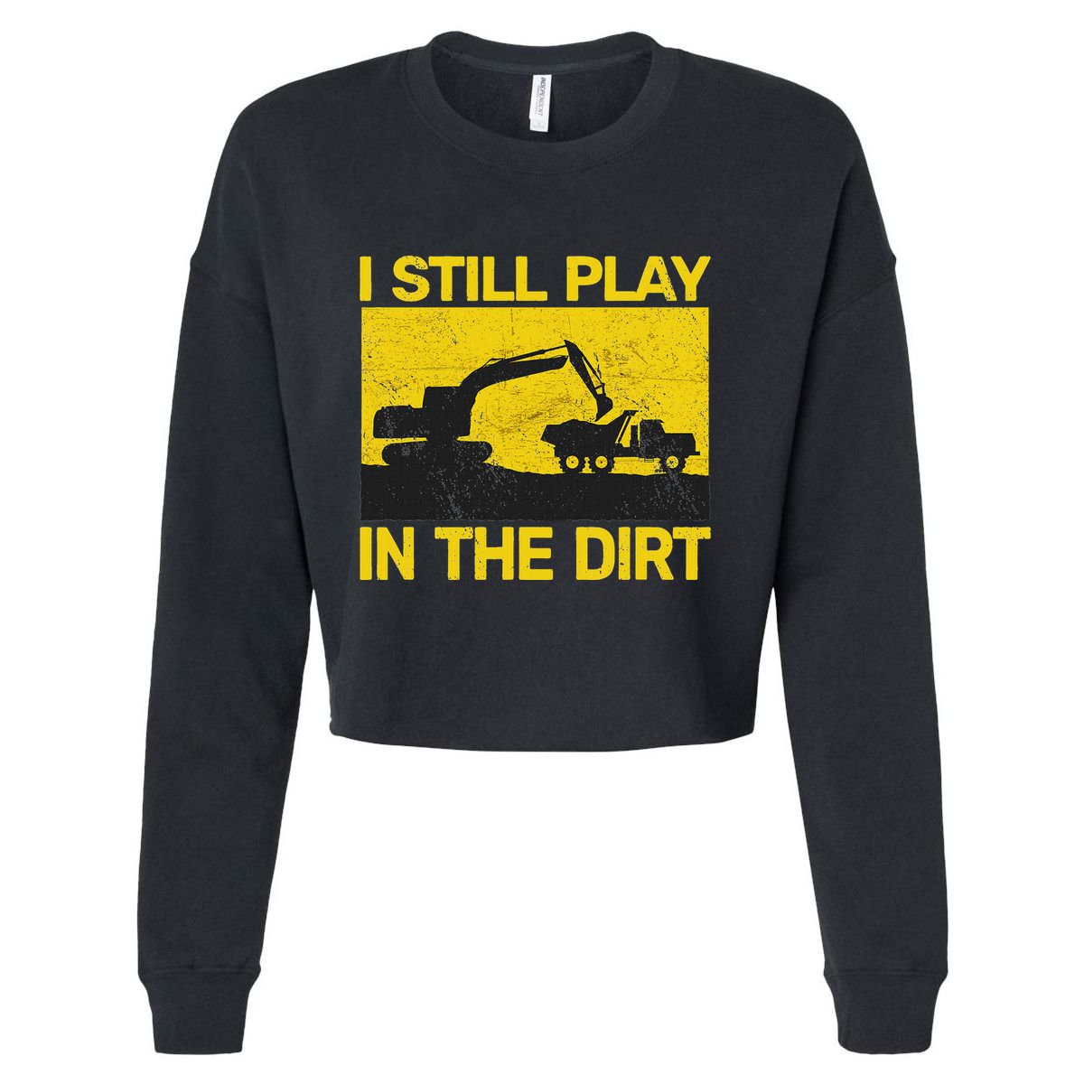 Vintage Construction Equipment Heavy Work Cropped Pullover Crew