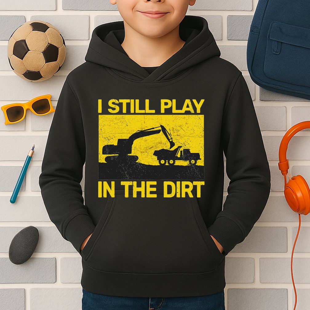 Vintage Construction Equipment Heavy Work Kids Hoodie