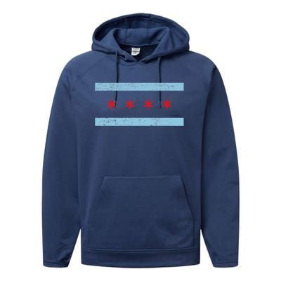 Vintage Chicago Flag Performance Fleece Hoodie