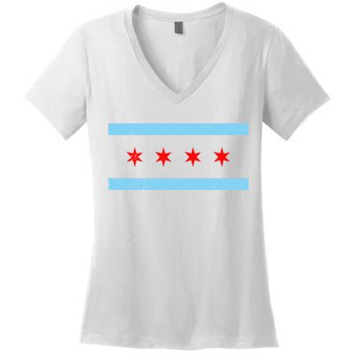 Vintage Chicago Flag Women's V-Neck T-Shirt