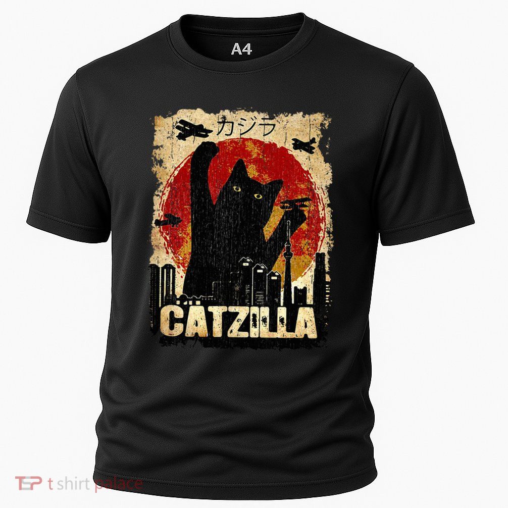 Vintage Catzilla Funny Kitten and Cat  Performance Shirt