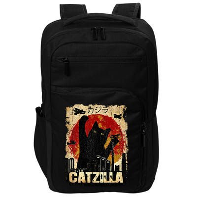 Vintage Catzilla Funny Kitten and Cat  Impact Tech Backpack