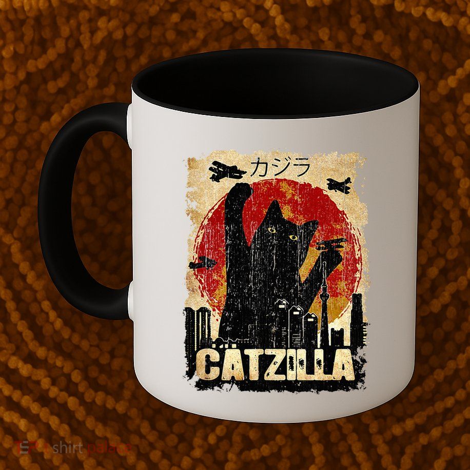 Vintage Catzilla Funny Kitten and Cat  Mug