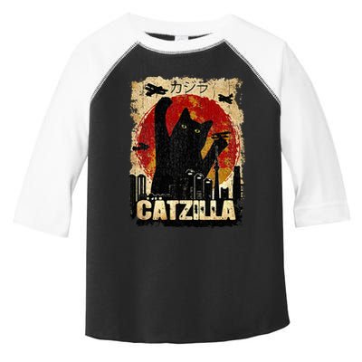 Vintage Catzilla Funny Kitten and Cat  Toddler Fine Jersey T-Shirt