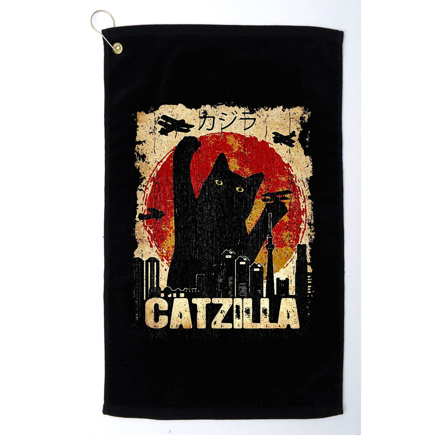 Vintage Catzilla Funny Kitten and Cat  Golf Towel