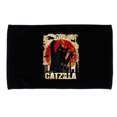 Vintage Catzilla Funny Kitten and Cat  Microfiber Hand Towel