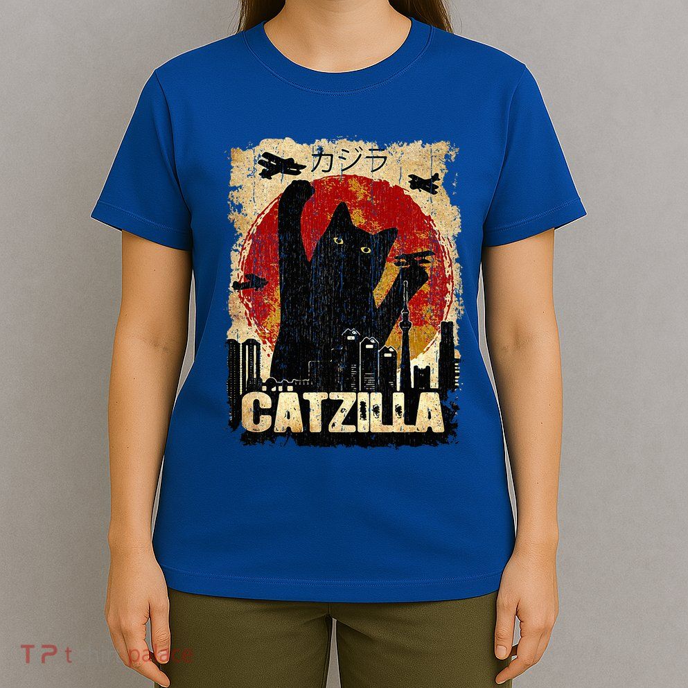 Vintage Catzilla Funny Kitten and Cat  T-Shirt