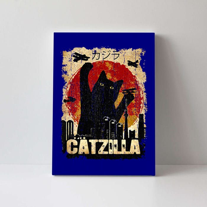 Vintage Catzilla Funny Kitten and Cat  Canvas