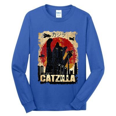 Vintage Catzilla Funny Kitten and Cat  Tall Long Sleeve T-Shirt