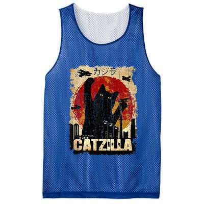 Vintage Catzilla Funny Kitten and Cat  Mesh Reversible Basketball Jersey Tank