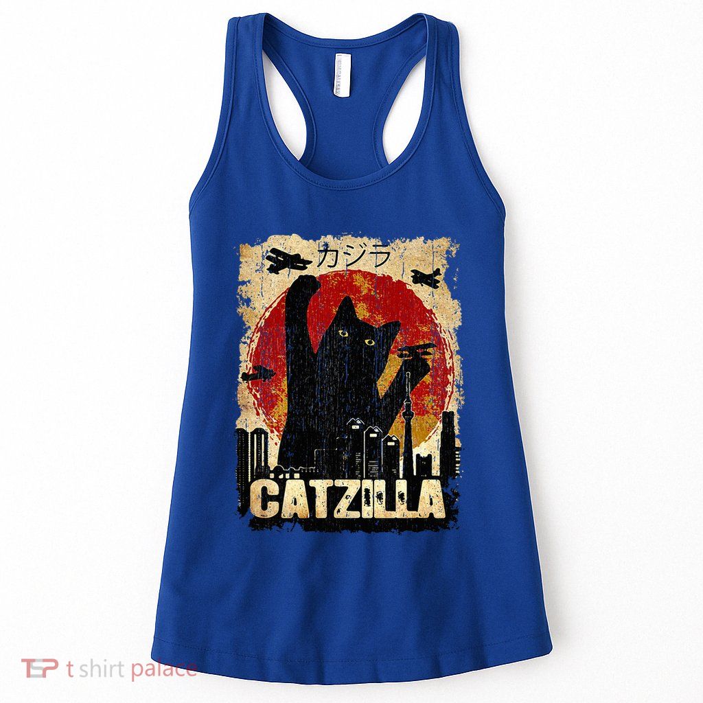 Vintage Catzilla Funny Kitten and Cat  Womens Tank Top