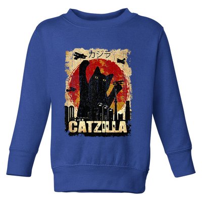 Vintage Catzilla Funny Kitten and Cat  Toddler Sweatshirt