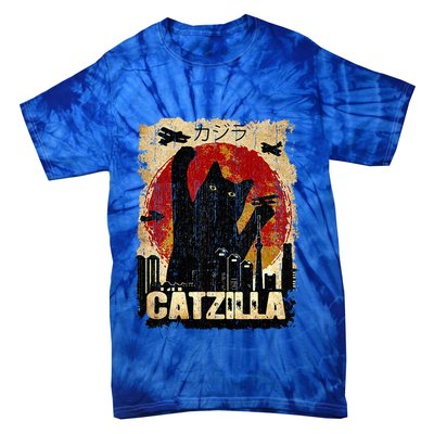 Vintage Catzilla Funny Kitten and Cat  Tie-Dye T-Shirt