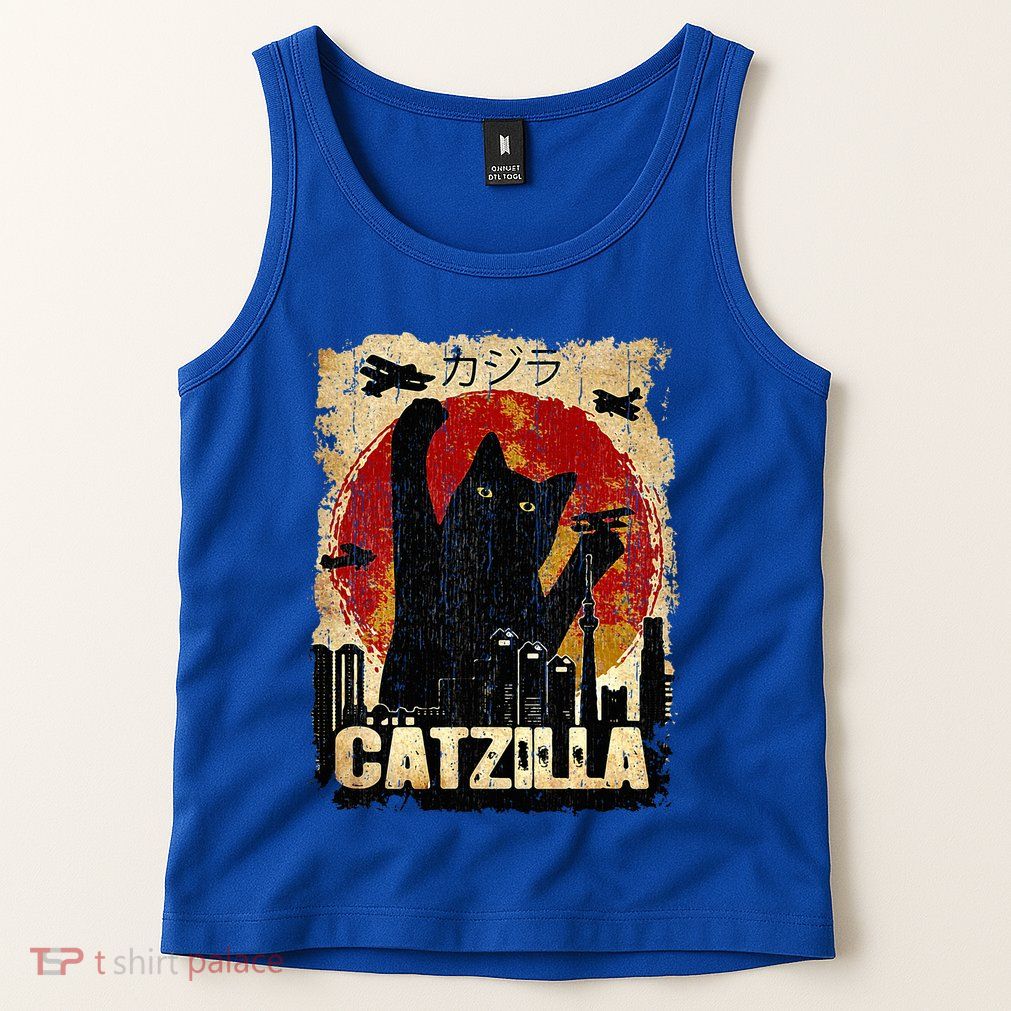 Vintage Catzilla Funny Kitten and Cat  Tank Top