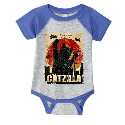 Vintage Catzilla Funny Kitten and Cat  Infant Baby Jersey Bodysuit